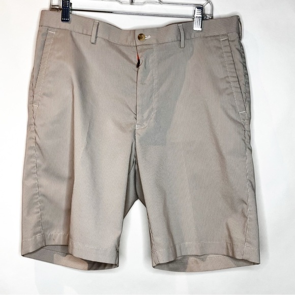 Peter Millar Other - Peter Millar | Crown Sport Shorts Mens Bermuda Zip Fly Golf Tan Pin Stripe